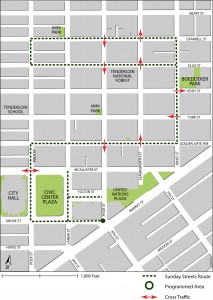 map of Civic Center sunday streets route